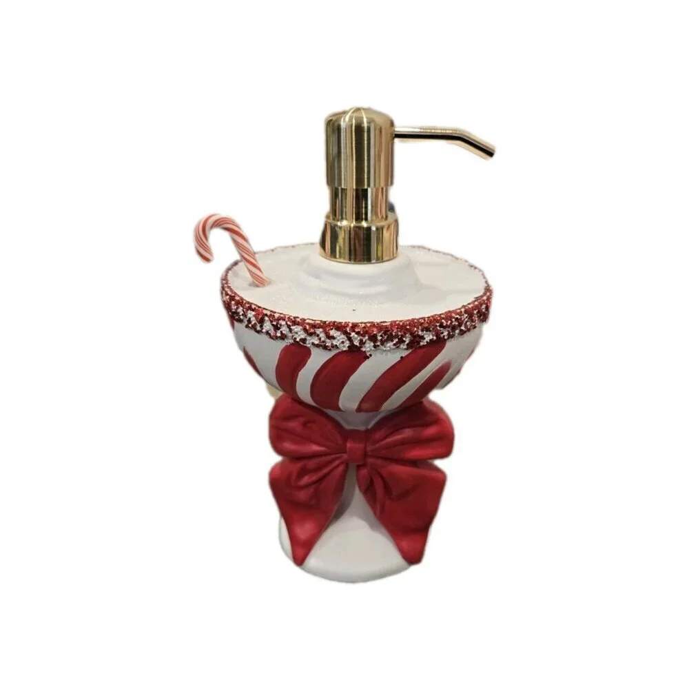 New Christmas Peppermint Candy Cane Martini Cocktail Soap Dispenser Decoration